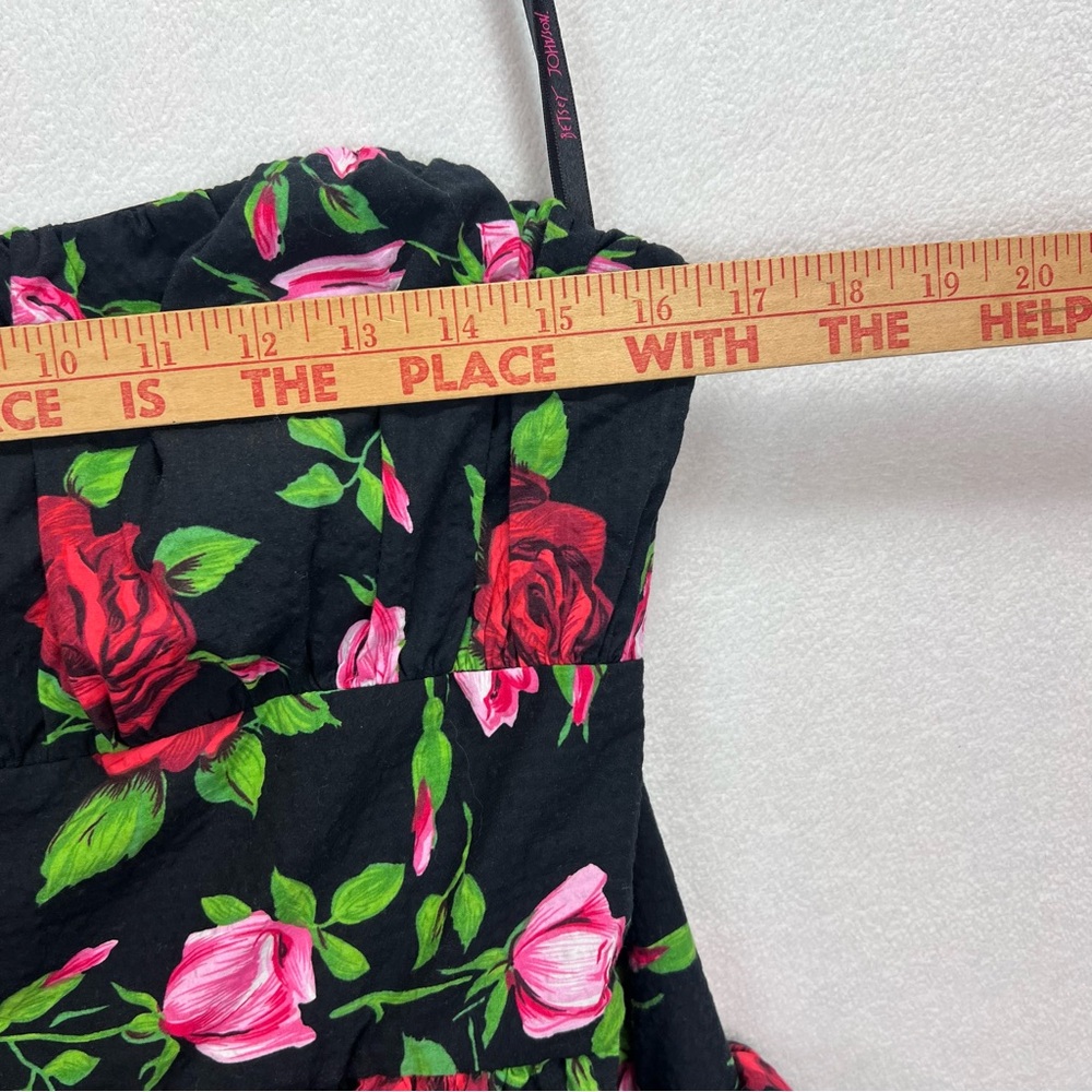Betsey Johnson Retro Rose Print Bow Dress Size 10 Pin-up Rockabilly Strapless - Picture 10 of 11